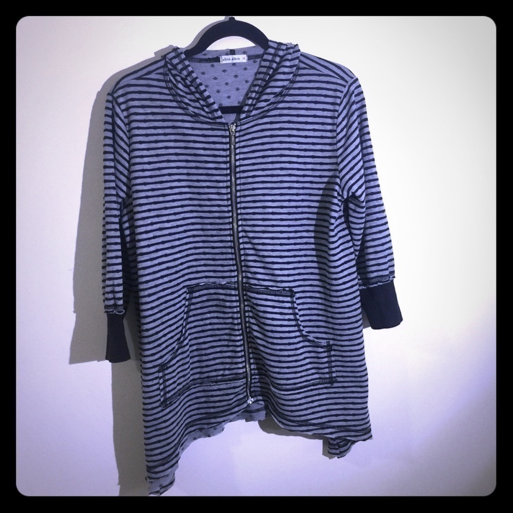 Grey and  Black stripped hoody